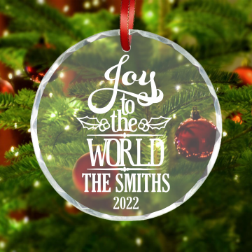 Joy to the World | Personalized Crystal Ornament